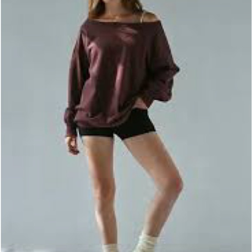 NWT OUT FROM UNDER Imani Oversized Off-the-shoulder Sweatshirt In Chocolate- MED
